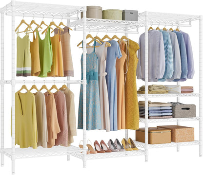 VIPEK V5 Heavy Duty Clothes Rack, Portable Closet Wardrobe with 4 Hanging Rods & 8 Shelves, Freestanding Adjustable Garment Rack for Bedroom, Walk-in Closet, 890 lbs Capacity, Black, 68.9" L