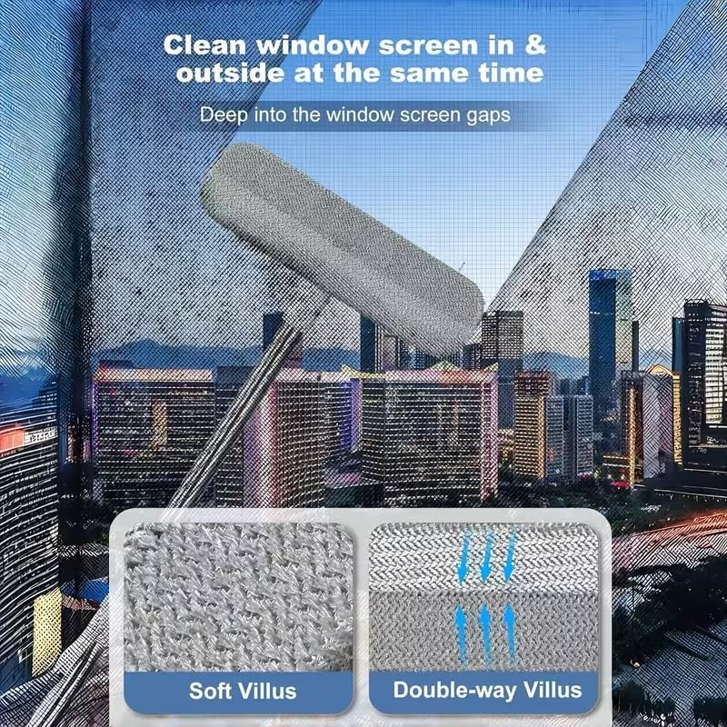 Boolavard Magic Window Cleaning Brush with a Telescopic Handle, Screen Cleaning Tool, Reusable Pet Hair Remover, Household Window and Door Cleaning Brush, Cleaning Supplies, Cleaning Tools