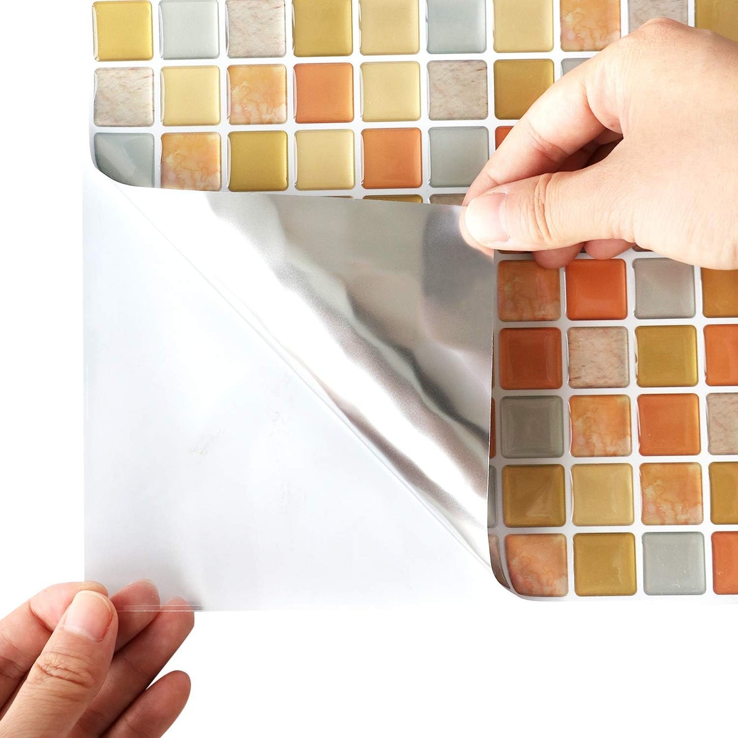 Yoillione Peel and Stick Backsplash for Kitchen: Self Adhesive Wall Tiles for Bathroom - Vinyl Thick Back Splash Tile (10, Light Coffee)