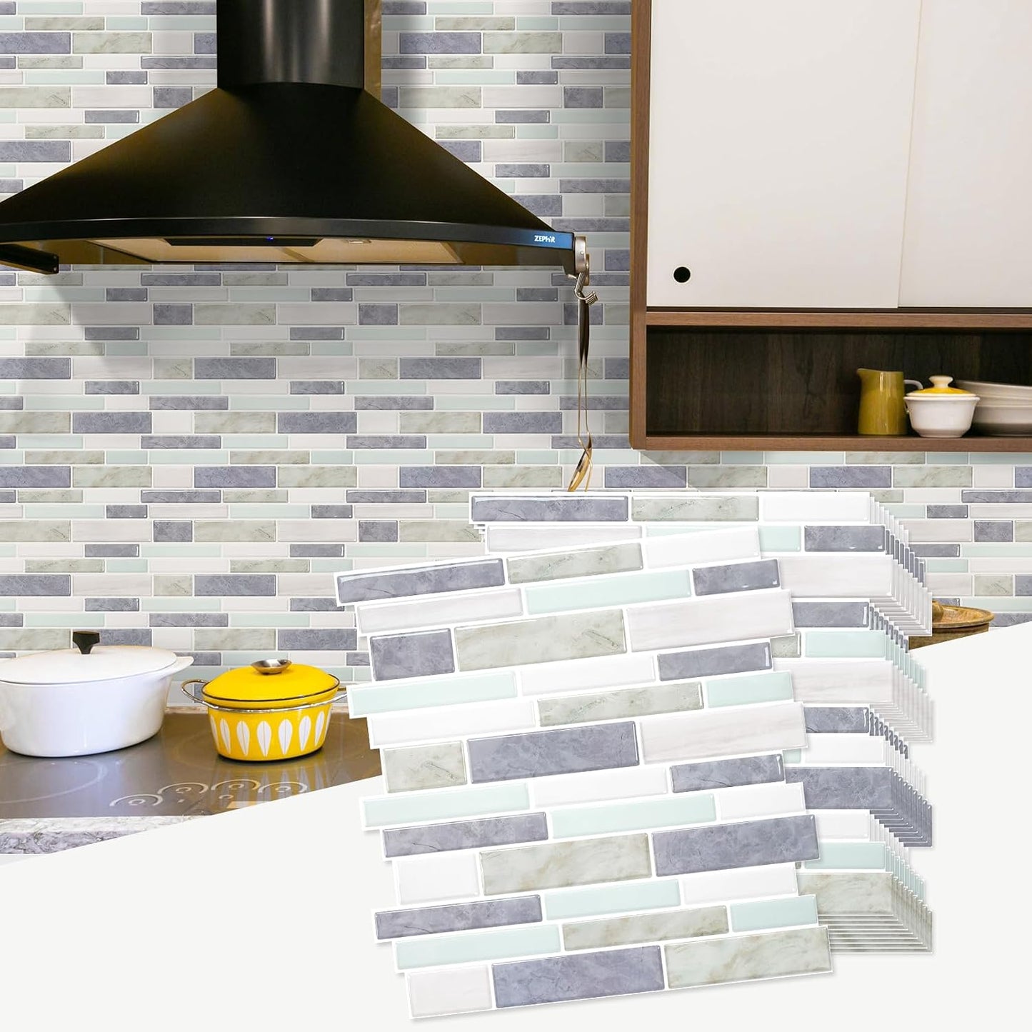 STICKGOO Thicker Design Peel and Stick Tile Backsplash, 12”×12” Stick on Backsplash for Kitchen, Self Adhesive Tile Stickers for Kitchen Backsplash and Bathroom(10 Sheets, Vintage Stone)