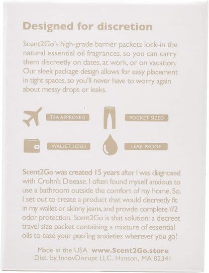 Scent2Go Toilet Odor Eliminator Powder – Before-You-Go Bathroom Deodorizer – Travel Size Single-Use Packets – No Spray, No Bottle, No Leak – TSA-Friendly, Plant-Based – Lemon + Mint, 20 Count