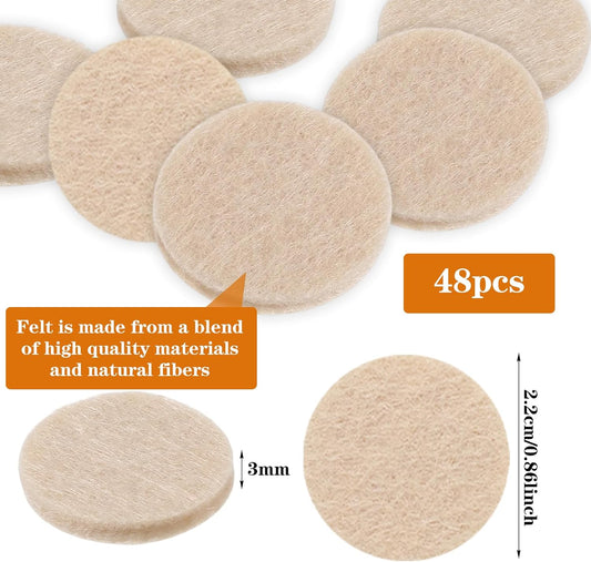 48 Pcs Self-Stick Furniture Round Felt, 3/4" Chair Felt Pads Protect Your Hardwood Floors from Furniture Scratches Moving Your Furnitures Smoothly Noise Reduction for Chairs, Tables, Couches (Beige)
