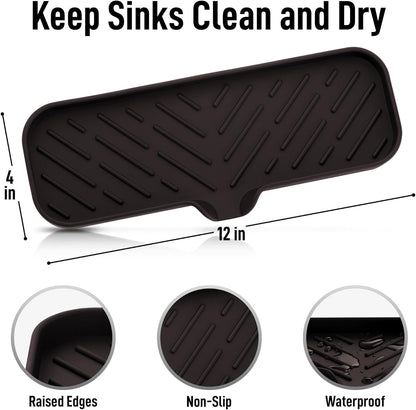 Zulay Kitchen (9x3.5in) Sponge Holder for Kitchen Sink - Flexible Heavy-Duty Multipurpose Sink Caddy - Counter Organizer for Kitchen, Bathroom, Makeup, Trinkets & More! (Grey)