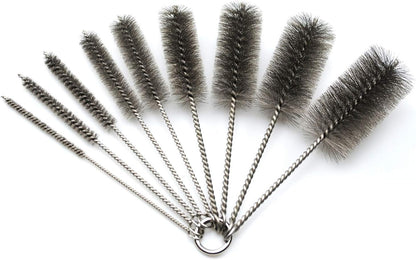 16 Inch Extra Long Pipe Cleaning Brush Set Stainless Steel Bristles, Stainless Steel Pipe Brush Steel Bottle Brush 8 Piece Variety Pack for Auto Parts, Bottles,Tubes, Etc.