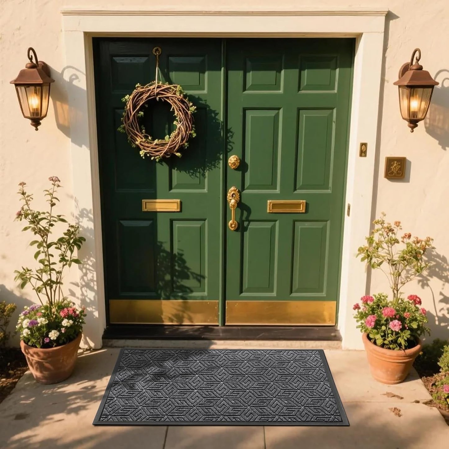 Yimobra Doormat Outdoor Entrance 29.5x17, All-Weather Waterproof Outdoor Mats for Front Door, Non Slip Welcome Door Mat for Patio Proch Outside Entryway Indoor, Black