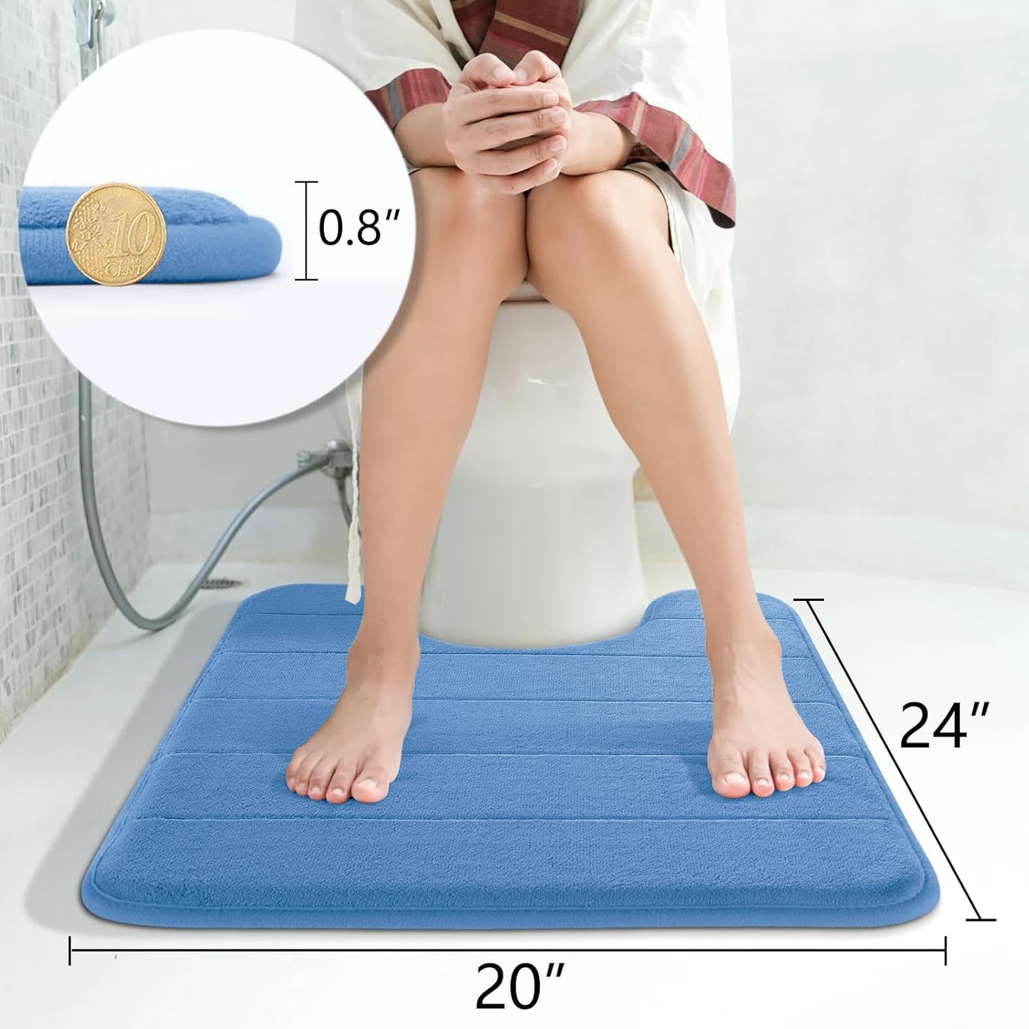Yimobra Memory Foam Bath Mat, Super Soft Absorbent Bathroom Rug Non Slip, Quick Dry, Machine Washable Floor Carpet for Tub Shower, Home Decor Accessories, 24x17, Grey