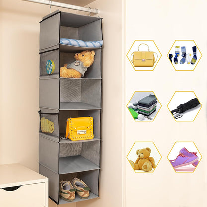 BrilliantJo 2 Pack Hanging Closet Organizer, 5 Shelves Hanging Storage with 6 Side Pockets for Clothes Shoes, 43"x12"x12"(Black)