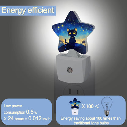 Lavender Butterfly Nightlight,Summer Flowers Star Night Lights Plug into Wall Decorations for Bedroom Bathroom,Dusk to Dawn Sensor Kitchen Hallway Stairs Energy Efficient Desk Lamp