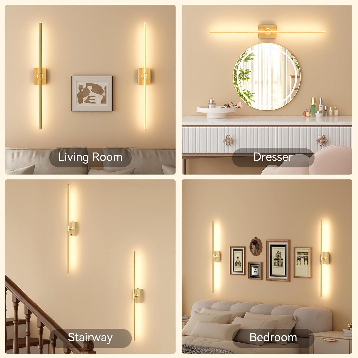 Ouyulong Battery Operated Wall Sconces Set of 2, 10000mAh Wireless Rechargeable 3000-6000K Dimmable 350° Rotate Wall Light with Remote for Living Room, Bedroom 31.6in Black