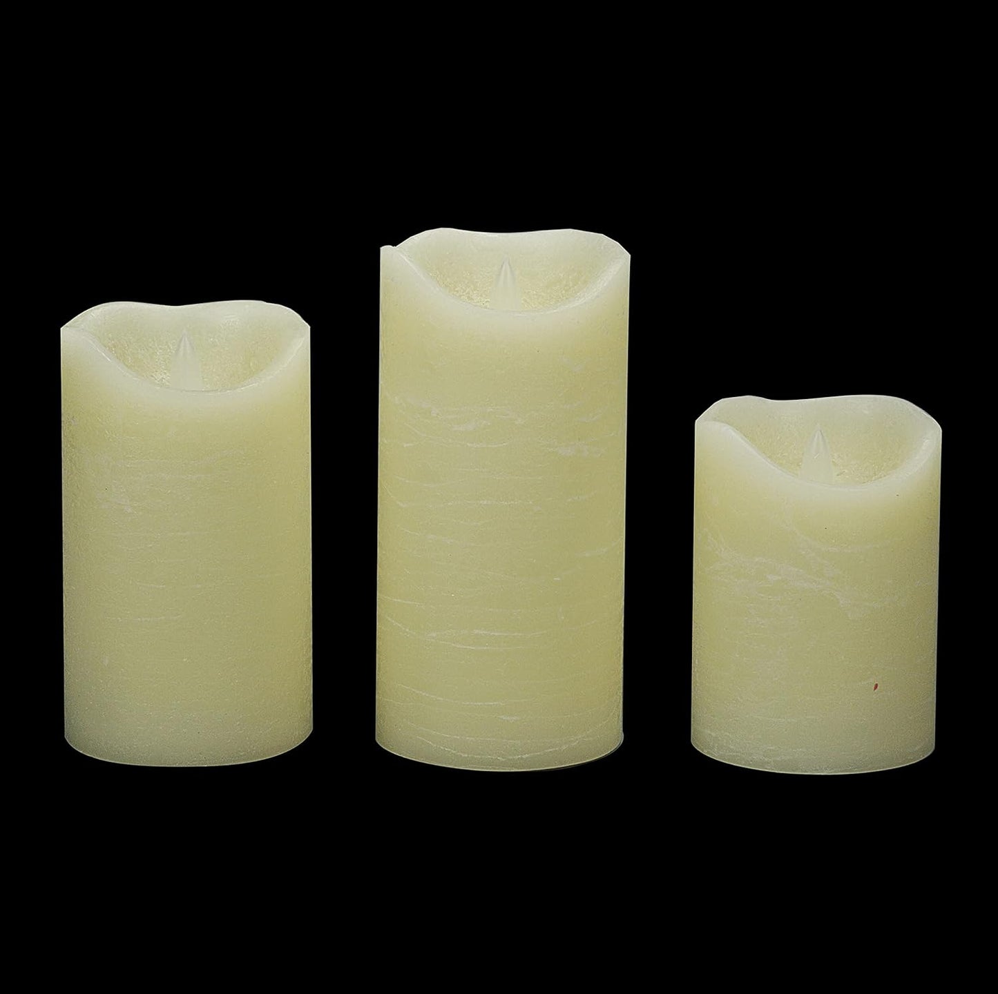 Battery Operated Flameless Candles with Remote Timer Real Wax Realistic Bright Flicker Flickering Electric Electronic LED Pillar Lights Home Wedding Party Decorations Set of 3 Rustic Texture Gray Grey