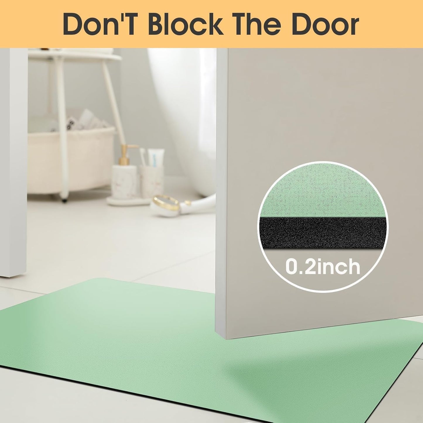 ACCUMTEK Non Slip Bath Mat, Thin Bathroom Rugs Fit Under Door, Quick Dry Bath Mats, Machine Washable Bath Rugs for Bathroom, Bathtub & Kitchen, Grey/Bordered/24 x17
