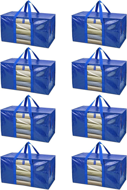 BALEINE 6-Pack Oversized Moving Bags with Reinforced Handles, Heavy-Duty Storage Tote for Clothes, Moving Supplies (Clear, 6-Pack)