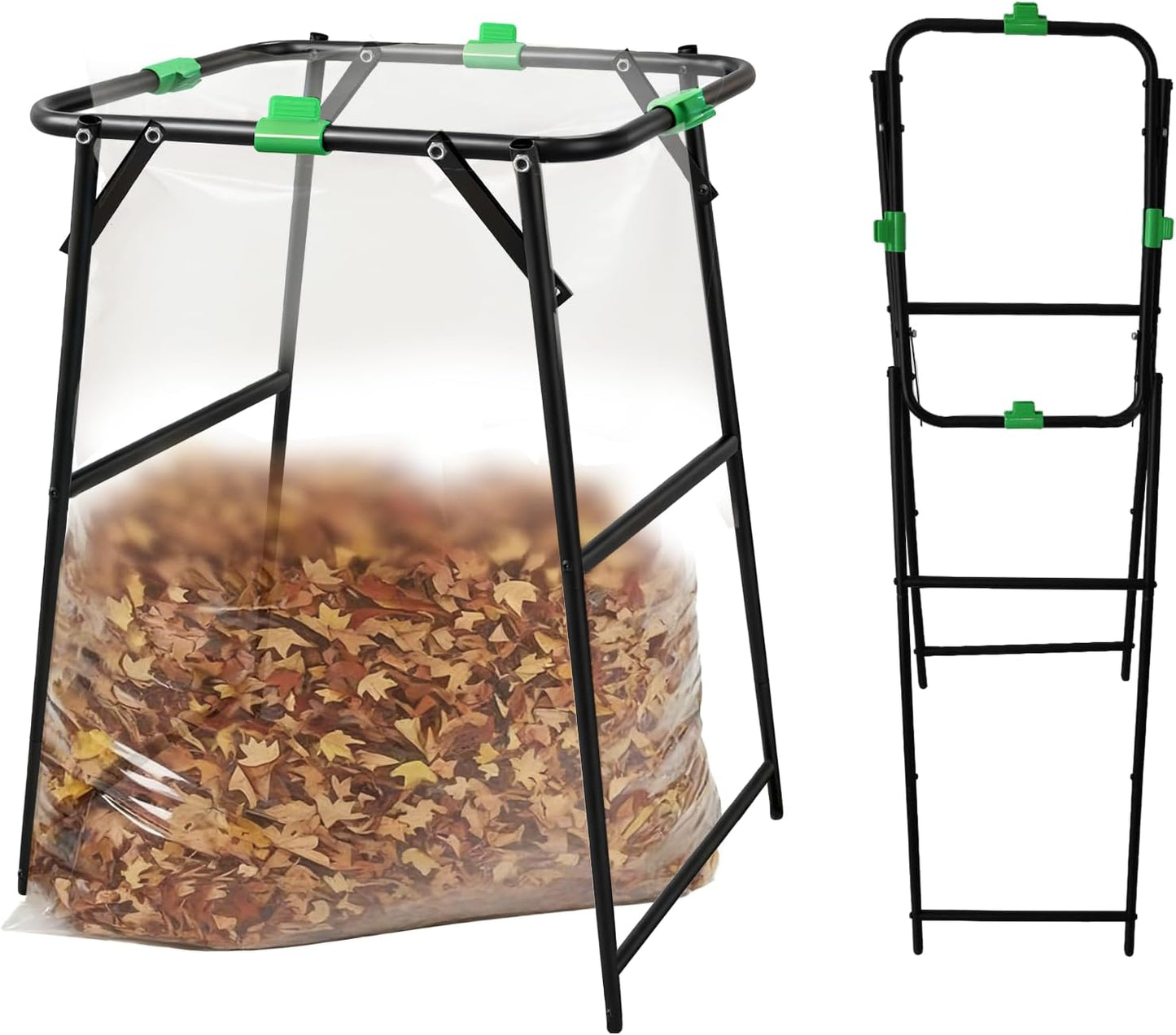 Foldable Trash Bag Holder Stand,Outdoor Leaf Bag Holder Fits 30-55 Gallon Gabage Bags,Portable Yard Waste Bag Holder for Lawn Cleanup,Paties,Gardening,Camping