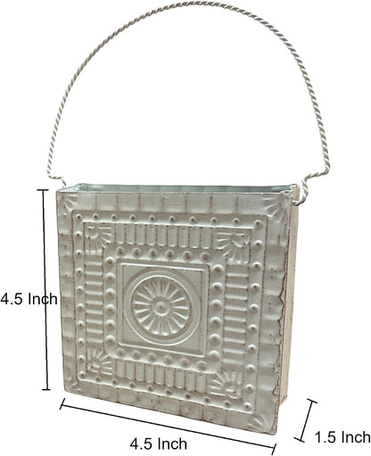 Hosley Small Cream Metal Tote Vase – Set of 4, 4.5" Long Decorative Mini Vases for Dried Floral Arrangements, Coffee Tables, Side Tables & Home Décor Accents