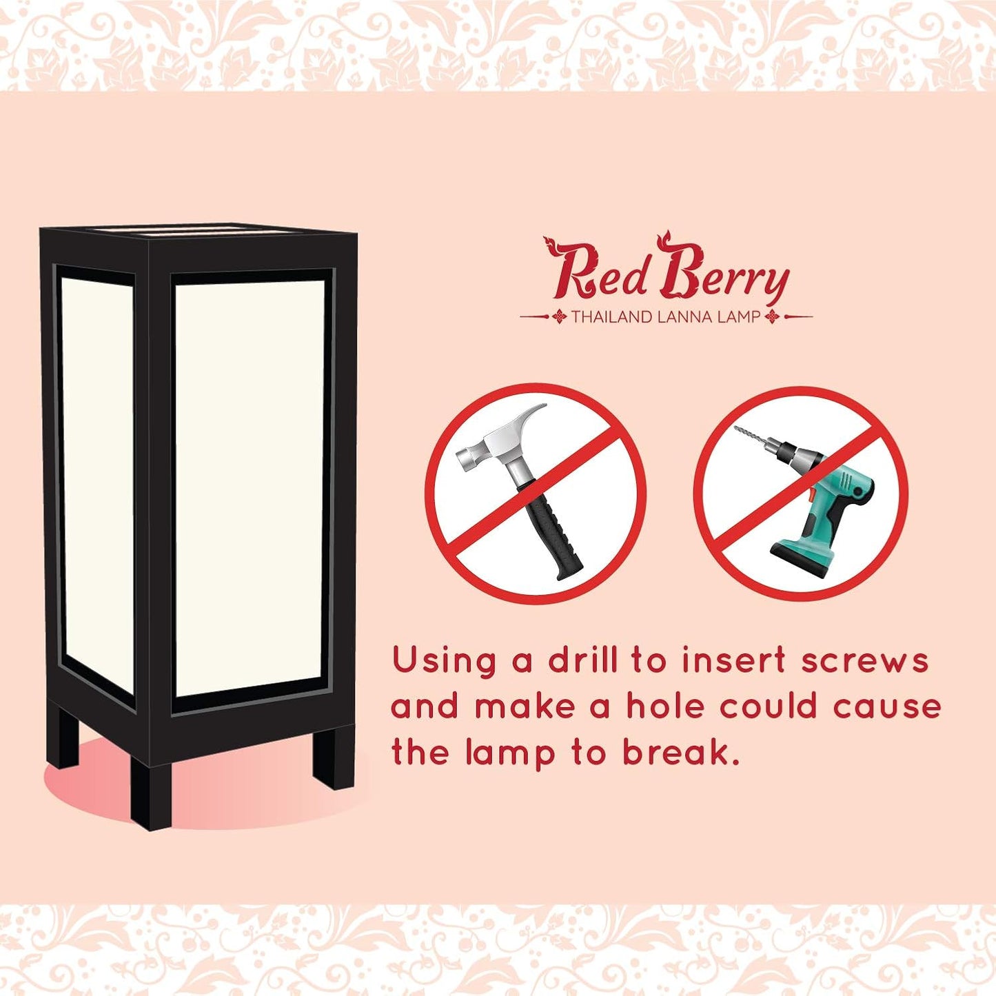 RED BERRY THAILAND LANNA LAMP-Thai Vintage Handmade Asian Bamboo Art Handcraft Japanese Lamp Table Lights or Floor Wood Table Lamp (Bamboo Art New)