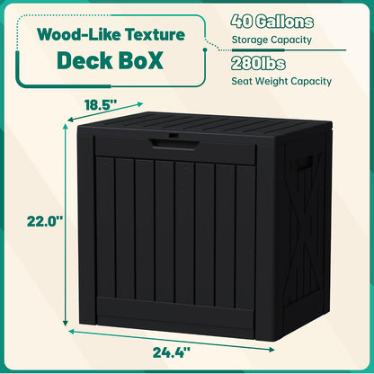 Devoko 30 Gallon Resin Deck Box Waterproof Outdoor Storage Box for Patio Furniture Pool Accessories Indoor Storage for Cushion Garden Tools (30 Gallon, Black)