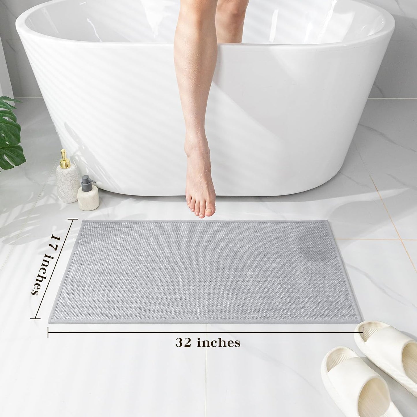 chakme Bathroom Rugs Mat 24x17, Ultra Thin Non Slip Bath Mat Small Quick Dry Absorbent Bath Mat for Bathroom Floor, (Dark Beige, 24"x17")