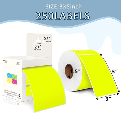 PARLAIM 3 X 5 Inch Rectangle Adhesive Color Coding Stickers,Square Inventory Stickers -250 Per Dispenser Box (Fluorescent Green)
