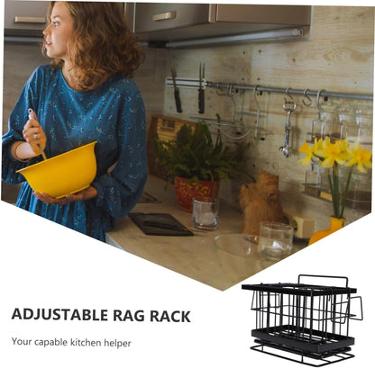 Cabilock 1pc Wall-Mounted Sponge Drain Basket Stainless Steel Adjustable Dish Cloth Rack for Kitchen Convenient Storage for Cleaning Tools Efficient Draining Design