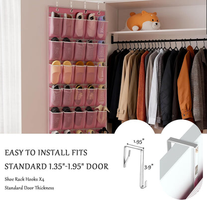 homyfort Over the Door Shoe Organizer, Hanging Shoe Rack Storage Holder with 24 Large Pockets for Closet Door, Men Women Kids Shoes, Cruise (Black)