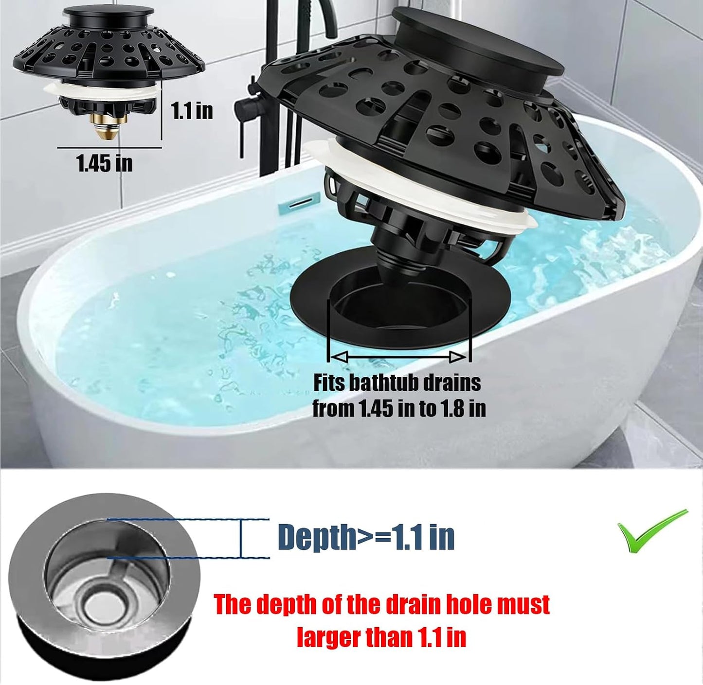 AzWzz Bathroom Sink Stopper,Sink Hair Catcher,Bathroom Sink Drain Strainer Pop Up Drain Cover Plug,Universal for 1.1 to 1.65in Sink Drain Hole