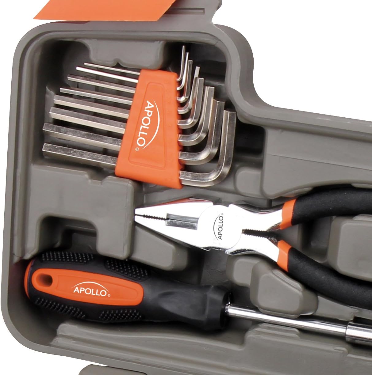 Apollo Tools Original 39 Piece General Household Tool Set in Toolbox Storage Case with Essential Hand Tools for Everyday Home Repairs, DIY and Crafts Red/Black - DT9706