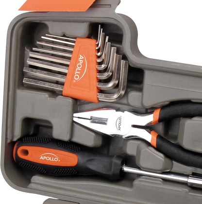 Apollo Tools Original 39 Piece General Household Tool Set in Toolbox Storage Case with Essential Hand Tools for Everyday Home Repairs, DIY and Crafts Red/Black - DT9706