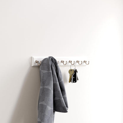 Franklin Brass Key Tidy (1-Pack) Pure White Holder 7' Wall Mount Small Item Rack 4 Hooks for Wall, Hallway, Entry Keychain Rail Organizer B46711K-PMN-R