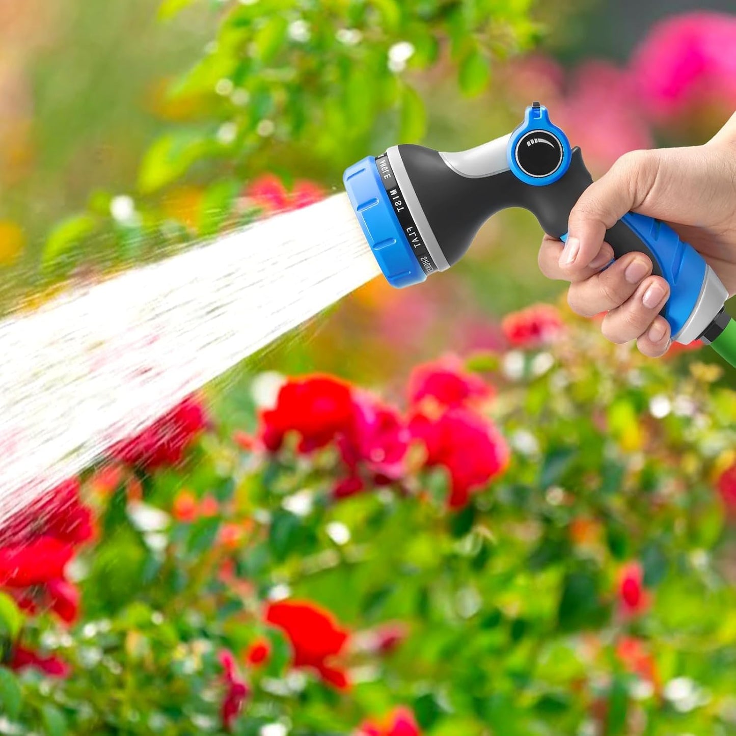 Garden Hose Nozzle,Hose Spray Nozzle with Adjustable 10 Watering Patterns,Slip Resistant High Pressure Water Hose Nozzle Sprayer for Plants & Lawns Watering,Car Washing and Pet Showering