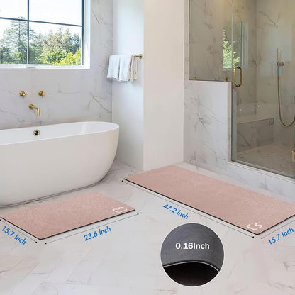 Diatomaceous Earth Bath Mat Rugs Super Absorbent Diatomite Stone Bath Mat Non Slip Quick Dry Thin Bathroom Mat Fit Under Door, Floor Rugs in Front of Bathtub, Shower Room, Sink,15.7"x23.6", Grey