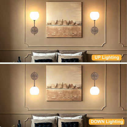 Brass Battery Operated Wall Sconces Set of 2, Rechargeable Wireless Wall Lights with Milky White Frosted Glass, 12 RGB and 3CCT Dimmable, Wall Lamps with Remote for Bedroom Living Room Hallway