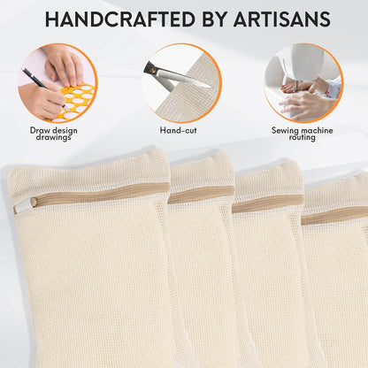 3-piece set extra-large 20×23.6 inch durable organic cotton mesh laundry bags, with sturdy zippers and breathable mesh, perfect for delicate items like underwear, clothes, pants, and socks.