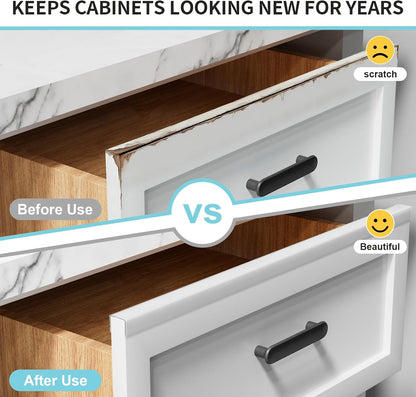 2 Pack Cabinet Protectors for Kitchen Cabinets, 18" Length Clear Cabinet Door Protector Edge Guard 3/4" Thick for Kitchen Drawer Fronts, Slip-On Plastic Edge Guard to Protect Sink & Trash Drawer