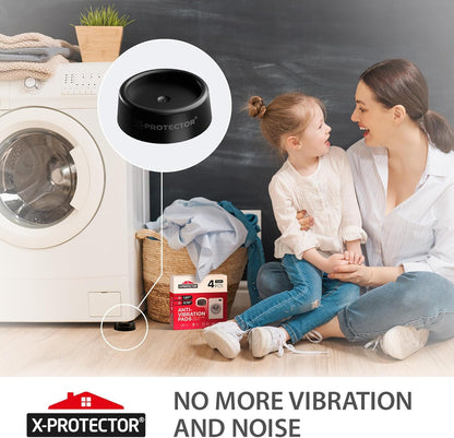 X-Protector Anti Vibration Pads for Washing Machine 4 PCS - Premium Anti Vibration Pads for Washer with Non-Slip Bottom - Washing Machine Anti Vibration Pads - Keep Washing Machine from Moving!