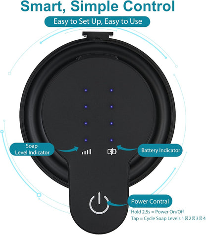 Automatic Foaming Soap Dispenser for Bathroom: 4-Level Adjustable Countertop/Wall Mount Hand Soap Dispenser, 13.5oz/400ml Type-C Rechargeable – Suitable for Kitchen, Bathroom, Office, Hotel (Black)