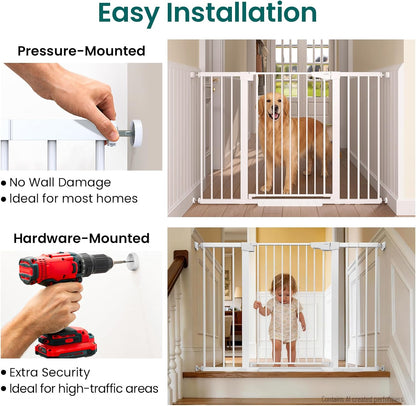 Cumbor 30-46" Baby Gate for Stairs, Mom's Choice Awards Winner-Auto Close Dog Gate for The House, Gifts for Mom, Easy Install Pressure Mounted Pet Gates for Doorways, Black
