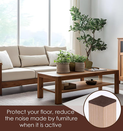 12PCS Furniture Felt Pads, 2 Inch Small Square Furniture Pads Self Adhesive Cuttable Chair Leg Floor Protectors, 50mm Brown Felt Furniture Pads for Hardwood Floors