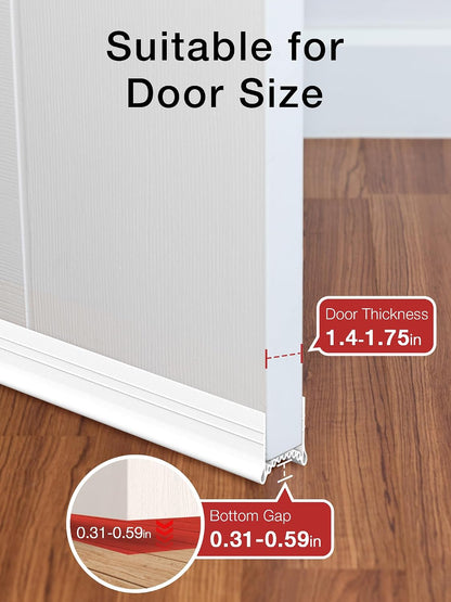 SUNMON Silicone Door Draft Stopper, 39in Upgraded Door Slide-On Under Door Seal Blocker, Under Door Sweep Weather Stripping（3.25FT Black）