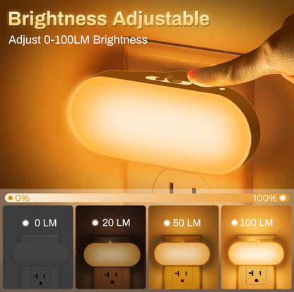 DORESshop Led Night Light, Plug into Wall, [2 Pack] with Dusk to Dawn Sensor, 1W 5000K Dimmable Night Light from 0LM to 100LM for Bathroom Hallway Bedroom Kids Room Stairway