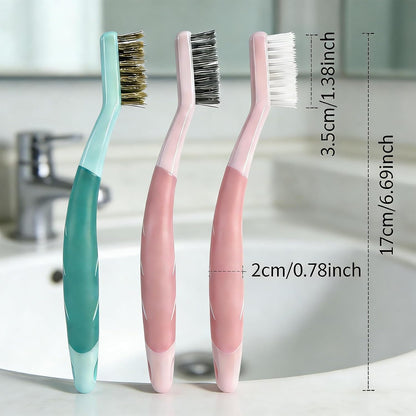 3-Pack Deep Clean Brush Set, Hard Bristle Brush & Steel Wire Scrubber for Bathroom Tiles, Grout, Kitchen Sinks, Stove Tops, Heavy Duty Cleaning Brushes with Comfort Grip, 2 Pink & 1 Green Brushes