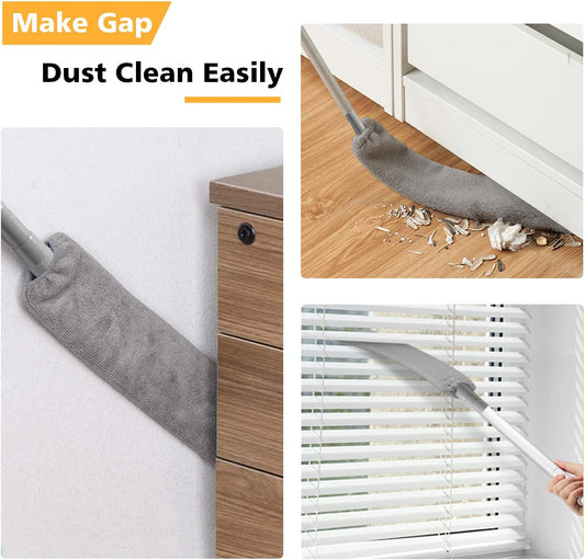 Microfiber Duster Kit for High Ceiling (6pcs), Extendable Dusters for Cleaning with 100" Extension Pole, Long Feather Duster for Fan/Car, House Cleaning Tool Kit by OOSOFITT