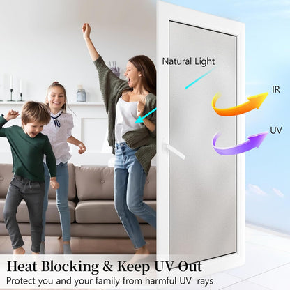 Niviy Frosted Glass Window Privacy Film Decorative, Static Cling Bathroom Window Frosting Film Day and Night Windows Cling Home Glass Door Cover, 17.5 inch x 78.7 inch