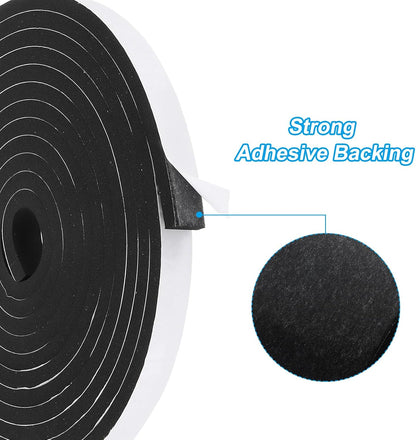 PATIKIL Weather Stripping Door Seal Strip, 3/8 Inch x 1/4 Inch x 32 Ft Self Adhesive Soundproof High Density Foam Tape Insulation for Door Window Air Conditioning, White - Colors A
