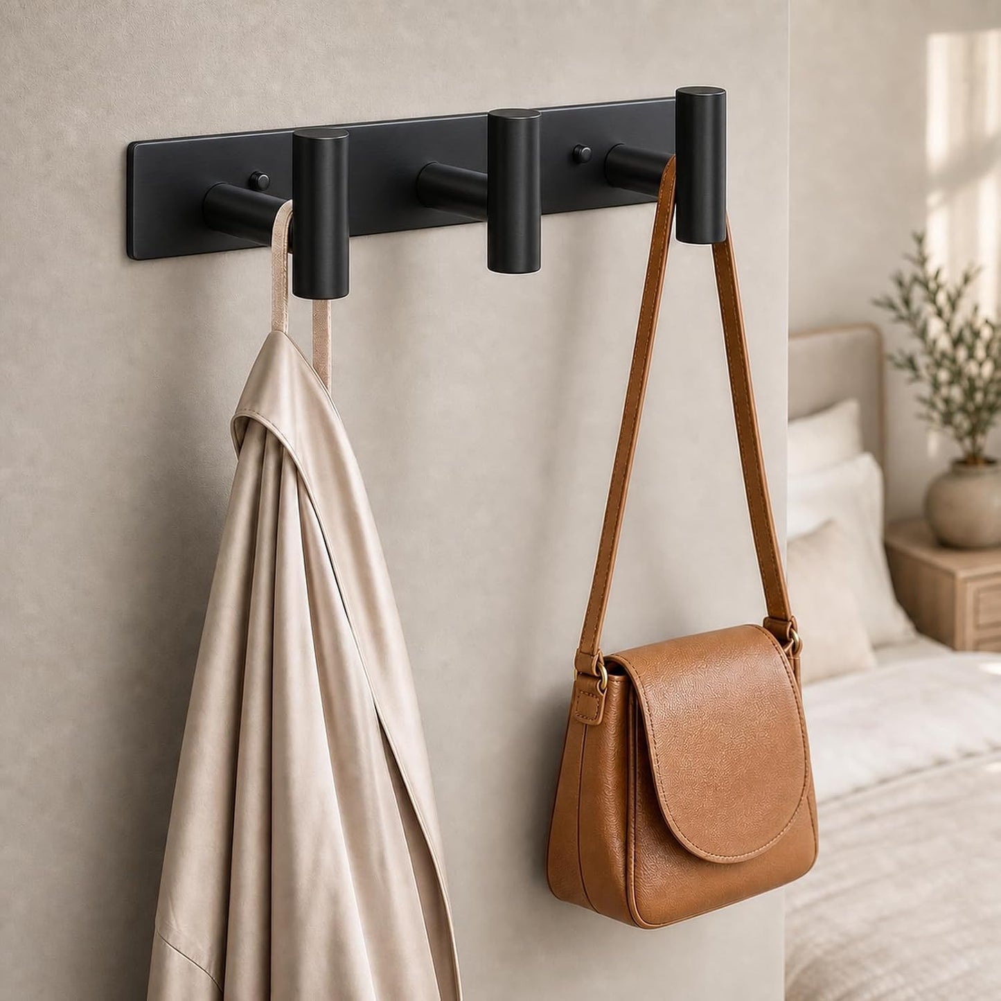 Wall Mounted Coat Rack-3 Hooks, Heavy Duty Stainless Steel Wall Hooks for Towel Coat Bag, Hat Rack Coat Hanger Coat Hooks Towel Racks for Bathroom Entryway Kitchen Office (Silver, 1 Pack)