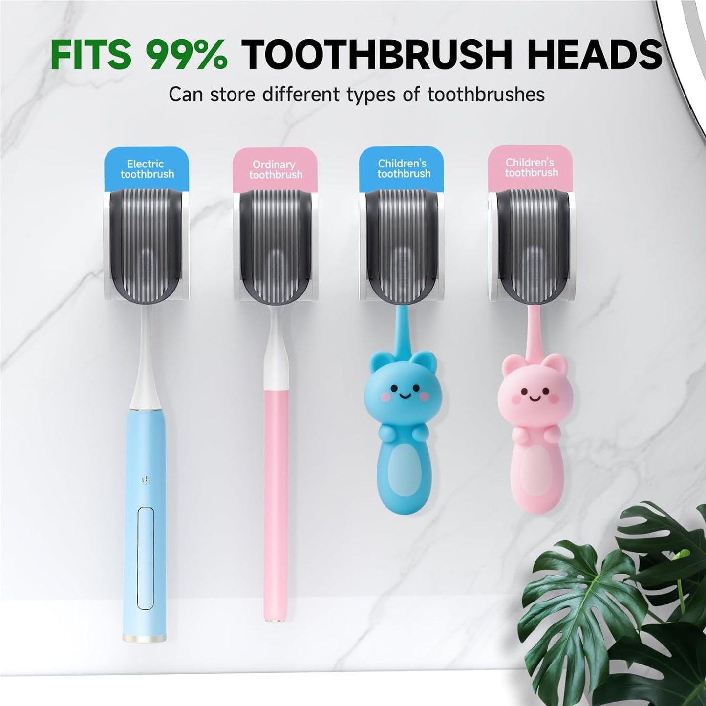 2 Pcs Toothbrush Holders Wall Mounted, Single Slot Design, Shower Self Adhesive Wall Mounted Toothbrush Holder with Cover, Waterproof and Dustproof, Suitable for Bathroom, Family, Travel (Transparent)
