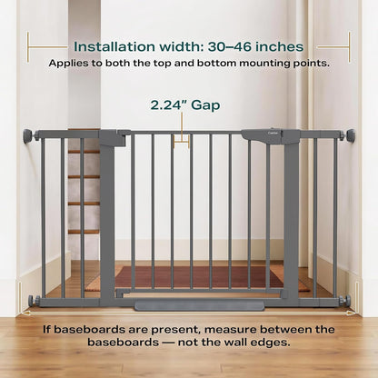 Cumbor 30-46" Baby Gate for Stairs, Mom's Choice Awards Winner-Auto Close Dog Gate for The House, Gifts for Mom, Easy Install Pressure Mounted Pet Gates for Doorways, Black