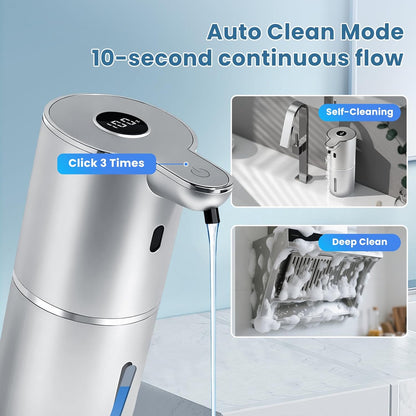 Automatic Soap Dispenser, Touchless Liquid Soap Dispensers, USB Rechargeable, 6-Level Adjustable Volume Control, 12.8oz/380ml, Wall Mount for Kitchen, Bathroom, Free Stickers (Gold)