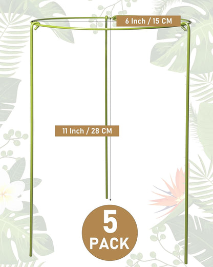 3-Pack Heavy Duty Plant Support Stakes, Metal Plant Ring Cages for Indoor Outdoor Plants, Adjustable Garden Stakes for Orchids, Monstera, Pothos, Hydrangea, Vines & Potted Plant (10" W x 17" H)