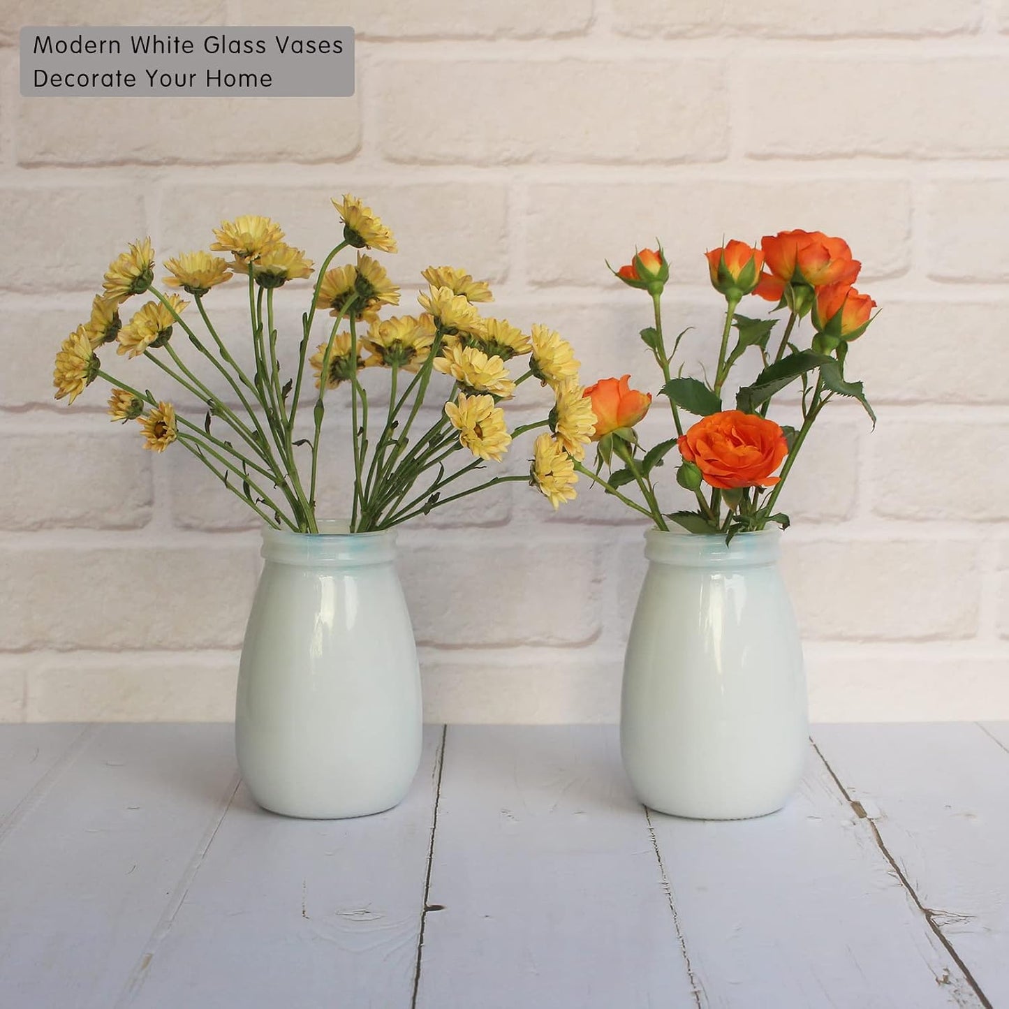 YANLING 6 Pack White Vase Small Ceramic Vases for Decor, Bud Vases | for Centerpieces White Vases for Flowers Boho Home Decor, Pampas Grass Dried Flowers Vases