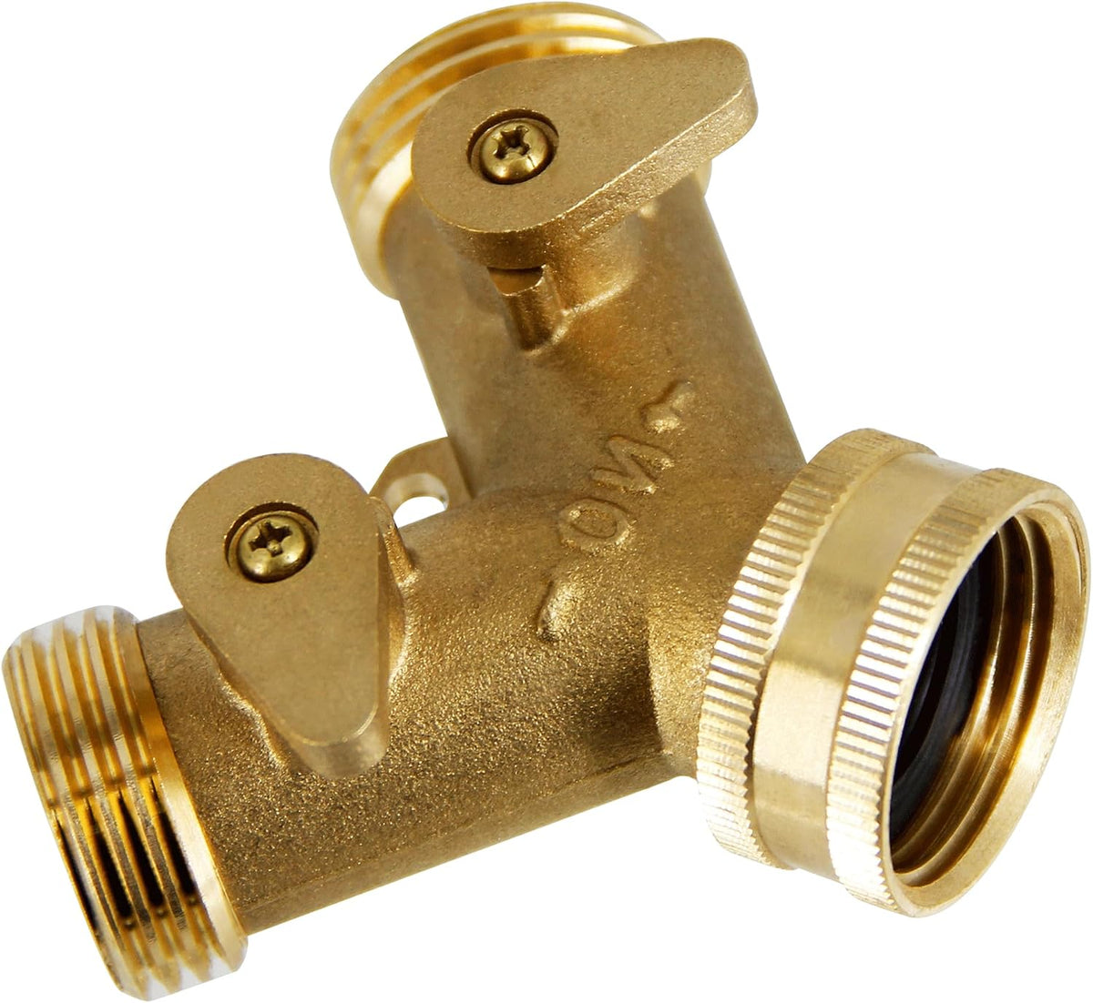Lifynste 2 Way Brass Hose Splitter, 3/4" Brass Hose Connectors, Y Connector Garden Hose Adapter Connector, 1 Pack